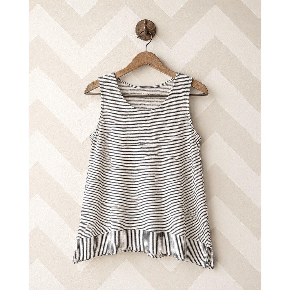 Lands End Sleeveless Tank Top Striped A-Line Hem Size M 8-10